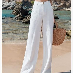White wide leg pants